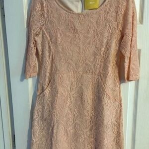 Maeve By Anthropologie Lace Dress in Soft Peach